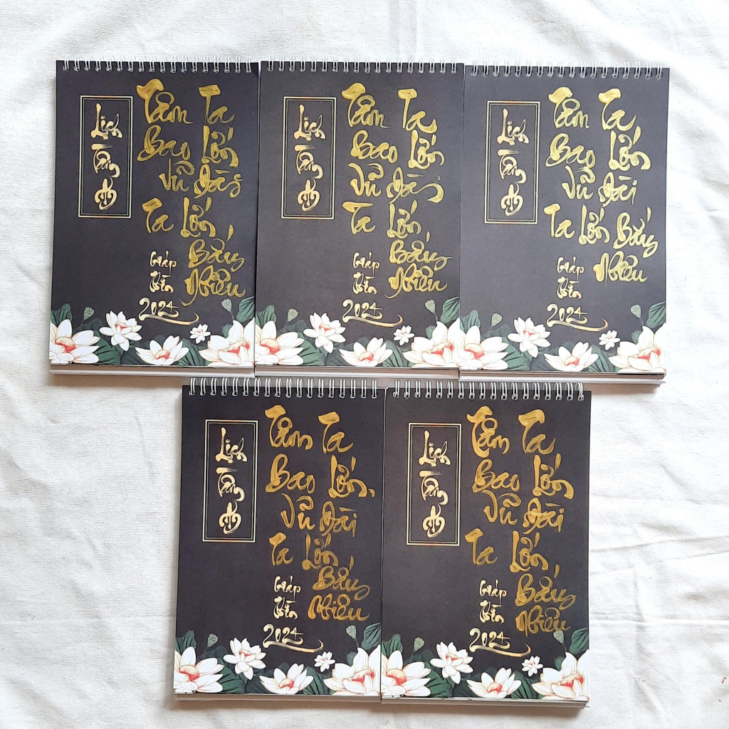 Lịch để bàn thư pháp TÂM AN - Giáp Thìn 2024 | 70 câu nói Phật Pháp | Tặng túi đựng trang nhã