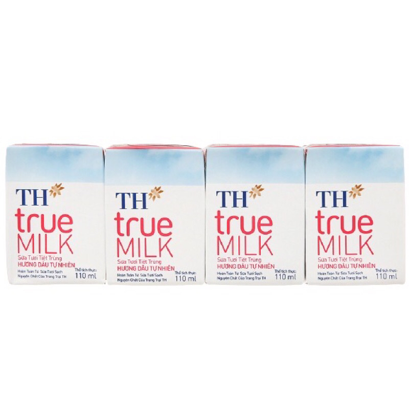 Sữa TH TRUE MILK 1 lốc ( 4 hộp x 110ml) sữa tươi tiệt trùng hương dâu