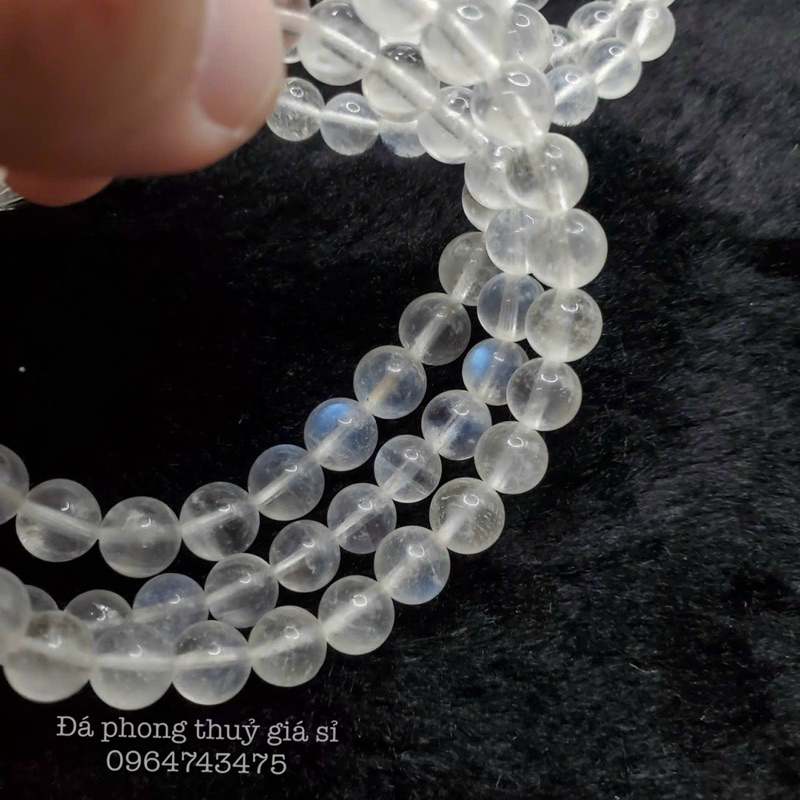 Vòng tay lắc tay đá mặt trăng moonstone ánh xanh chất siêu đẹp mịn kich thước 7-8mm tặng kèm hộp gấm khi mua