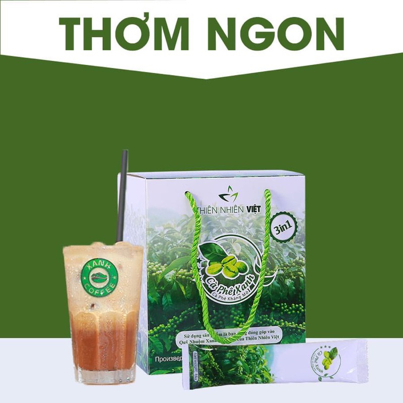 30 Gói Cà Phê Xanh, Cà Phê Giảm Cân Giảm Mỡ Thiên Nhiên Việt, Cafe Xanh 100% Thiên Nhiên, khosi8889