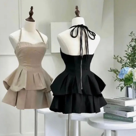 Set áo hai dây tết mix chân váy xếp ly xòe siêu xinh chuẩn hàng thiết kế form loại 1 xịn