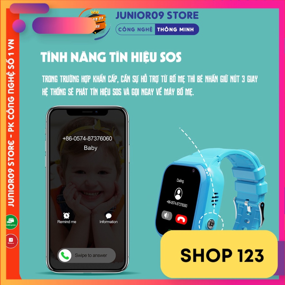 Đồng hồ thông minh Định vị Trẻ em Lắp sim Nghe gọi Video Call Ccho bé trai bé gái JUNIOR09 WATCH shop 11 | BigBuy360 - bigbuy360.vn
