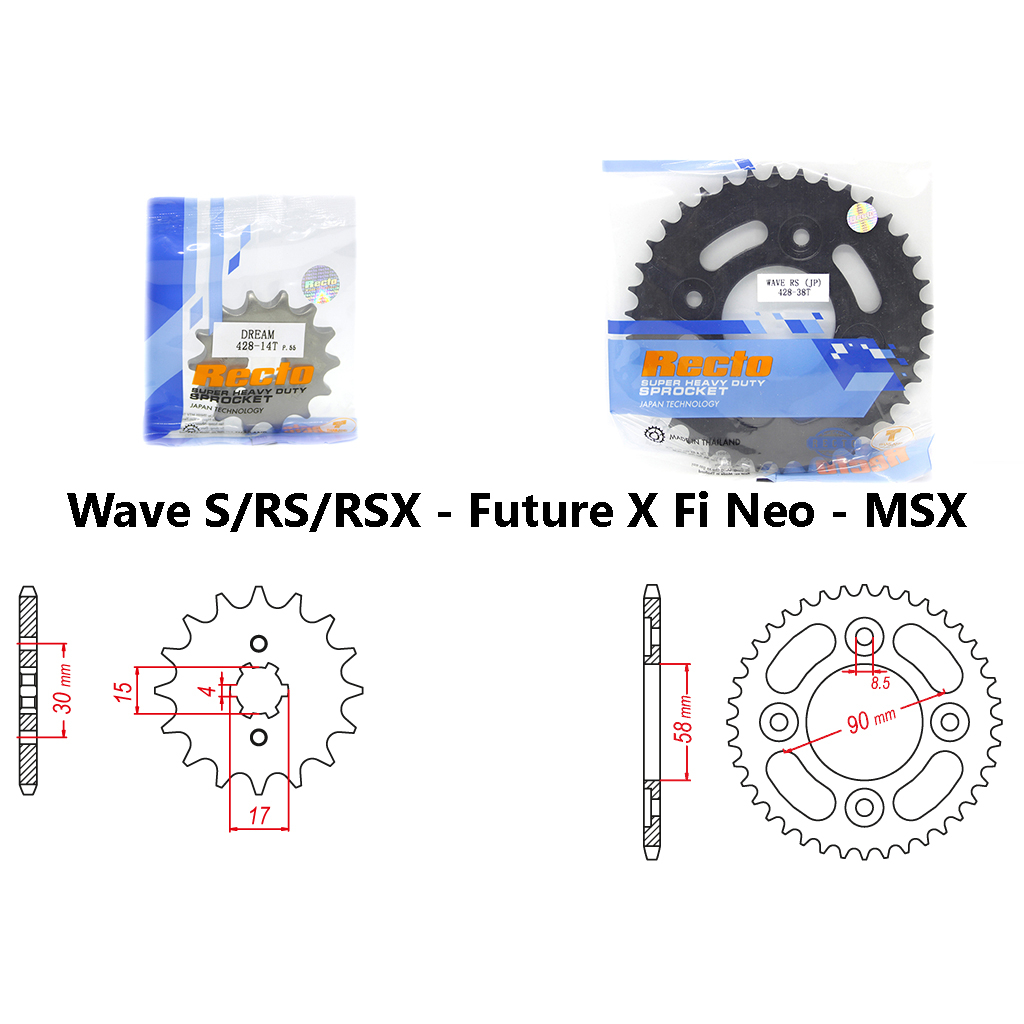 Nhông dĩa lẻ Recto Wave S RS RSX Future 125 X FI chính hãng