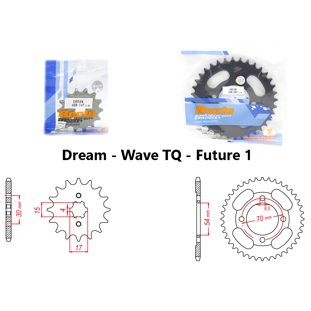 Nhông dĩa lẻ Recto Dream Wave đời cũ Cub Future 1 chính hãng