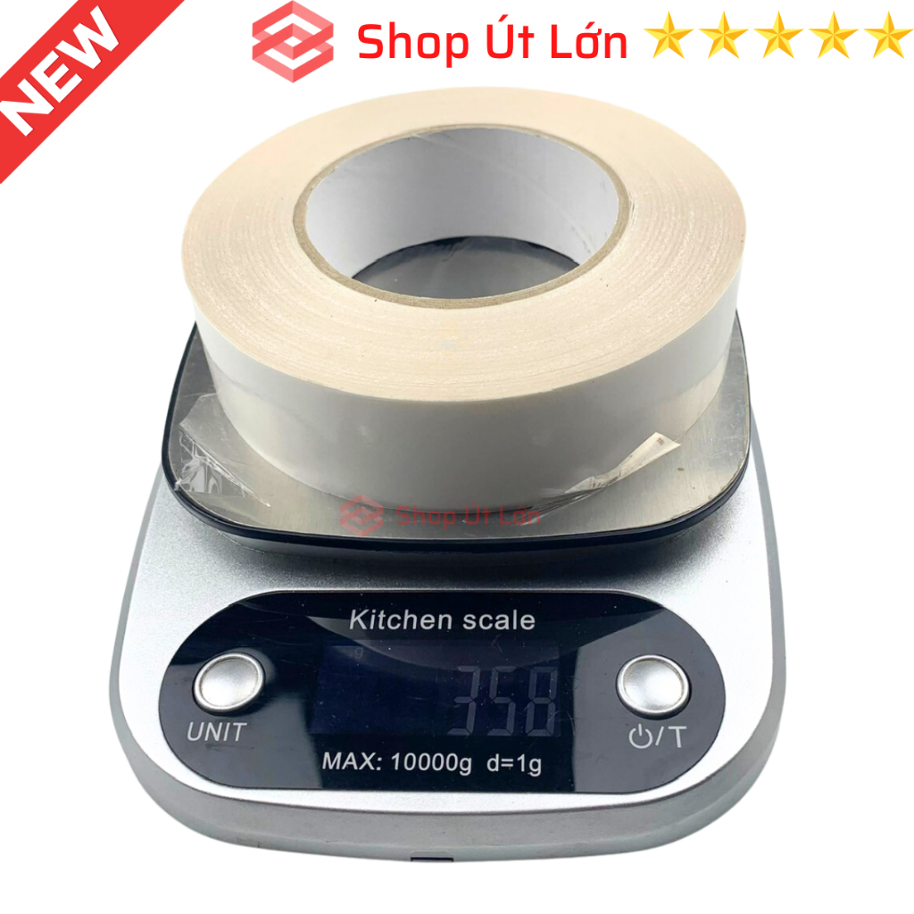 1 Cuộn băng keo 2 mặt trắng, rộng 3.5cm, dài 50 mét, lõi siêu mỏng, nặng 350gram