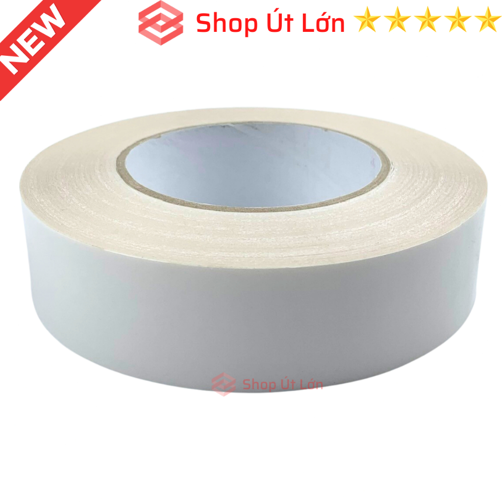 1 Cuộn băng keo 2 mặt trắng, rộng 3.5cm, dài 50 mét, lõi siêu mỏng, nặng 350gram
