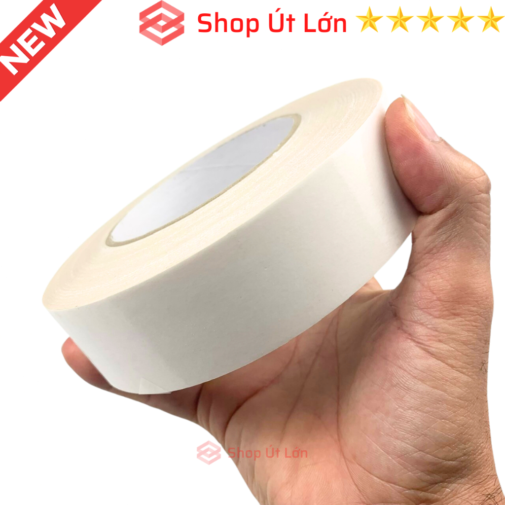 1 Cuộn băng keo 2 mặt trắng, rộng 3.5cm, dài 50 mét, lõi siêu mỏng, nặng 350gram