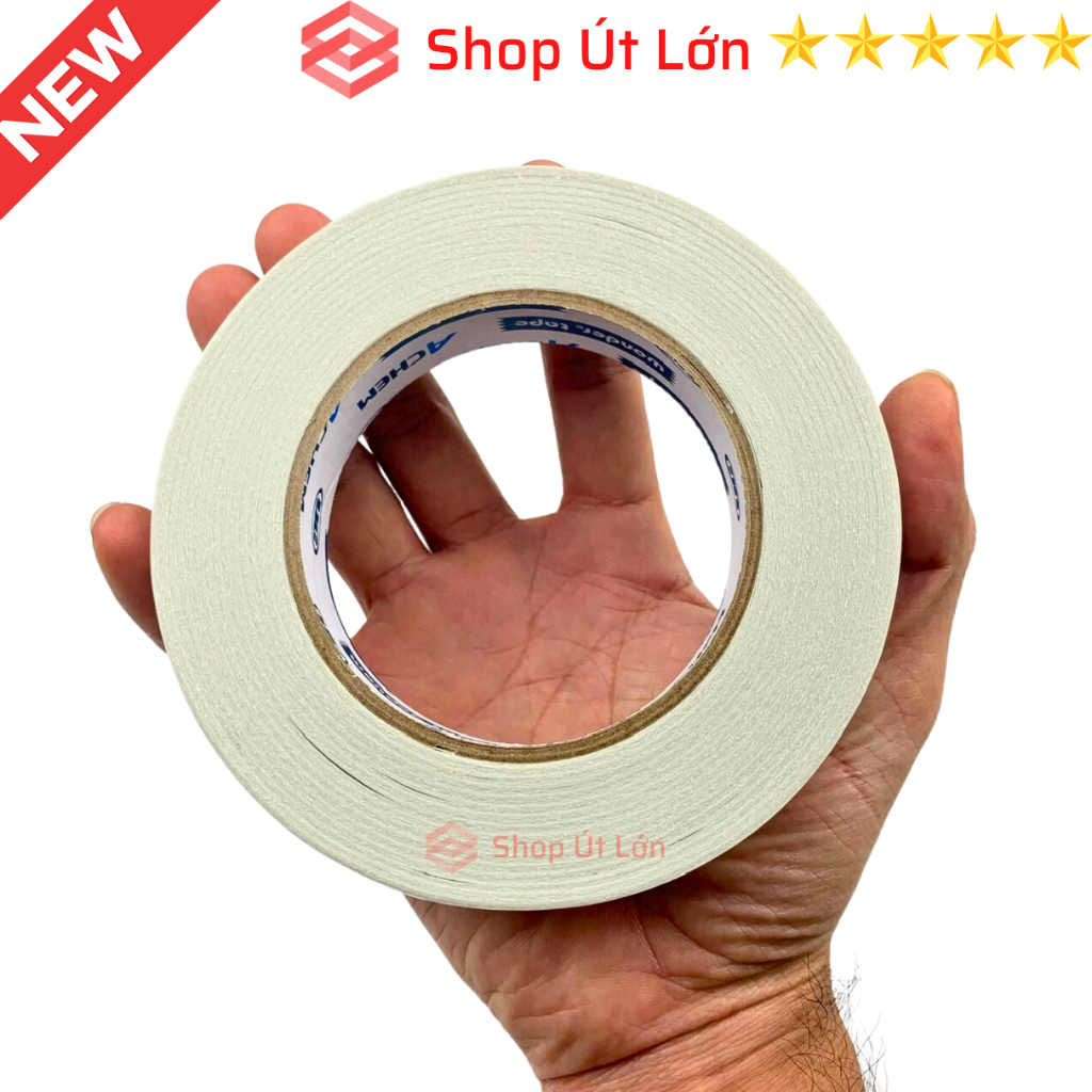 1 Cuộn băng keo 2 mặt trắng, rộng 2cm, dài 55 mét, lõi siêu mỏng, nặng 175gram