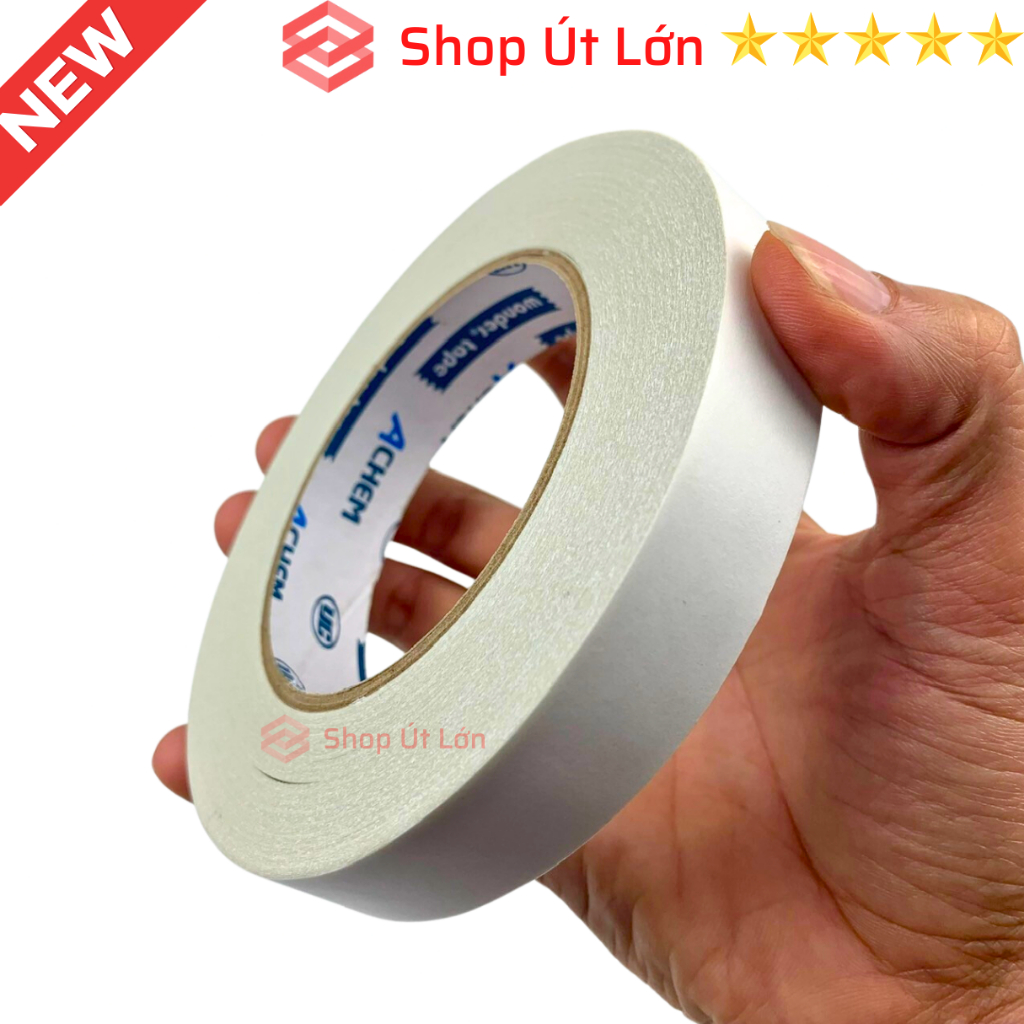 1 Cuộn băng keo 2 mặt trắng, rộng 2cm, dài 55 mét, lõi siêu mỏng, nặng 175gram
