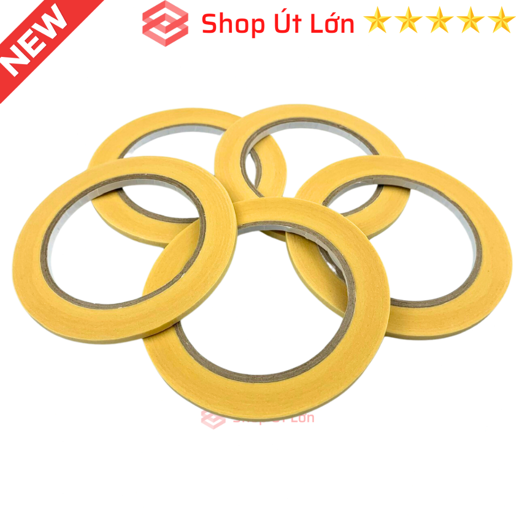 Combo 3 cuộn băng keo giấy, rộng 5mm, dài 50 mét, lõi siêu mỏng