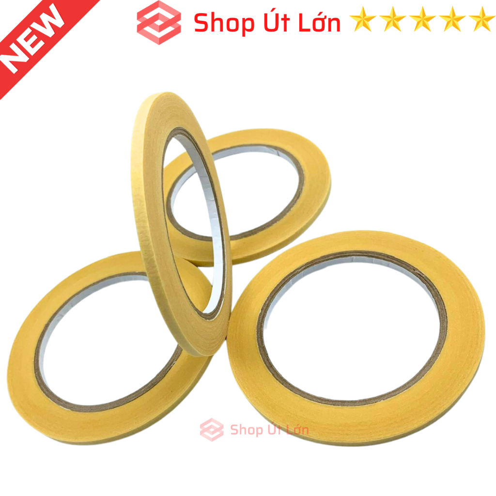 Combo 3 cuộn băng keo giấy, rộng 5mm, dài 50 mét, lõi siêu mỏng