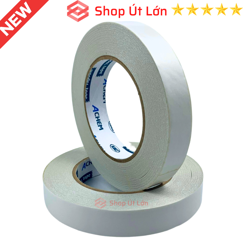 1 Cuộn băng keo 2 mặt trắng, rộng 2cm, dài 55 mét, lõi siêu mỏng, nặng 175gram
