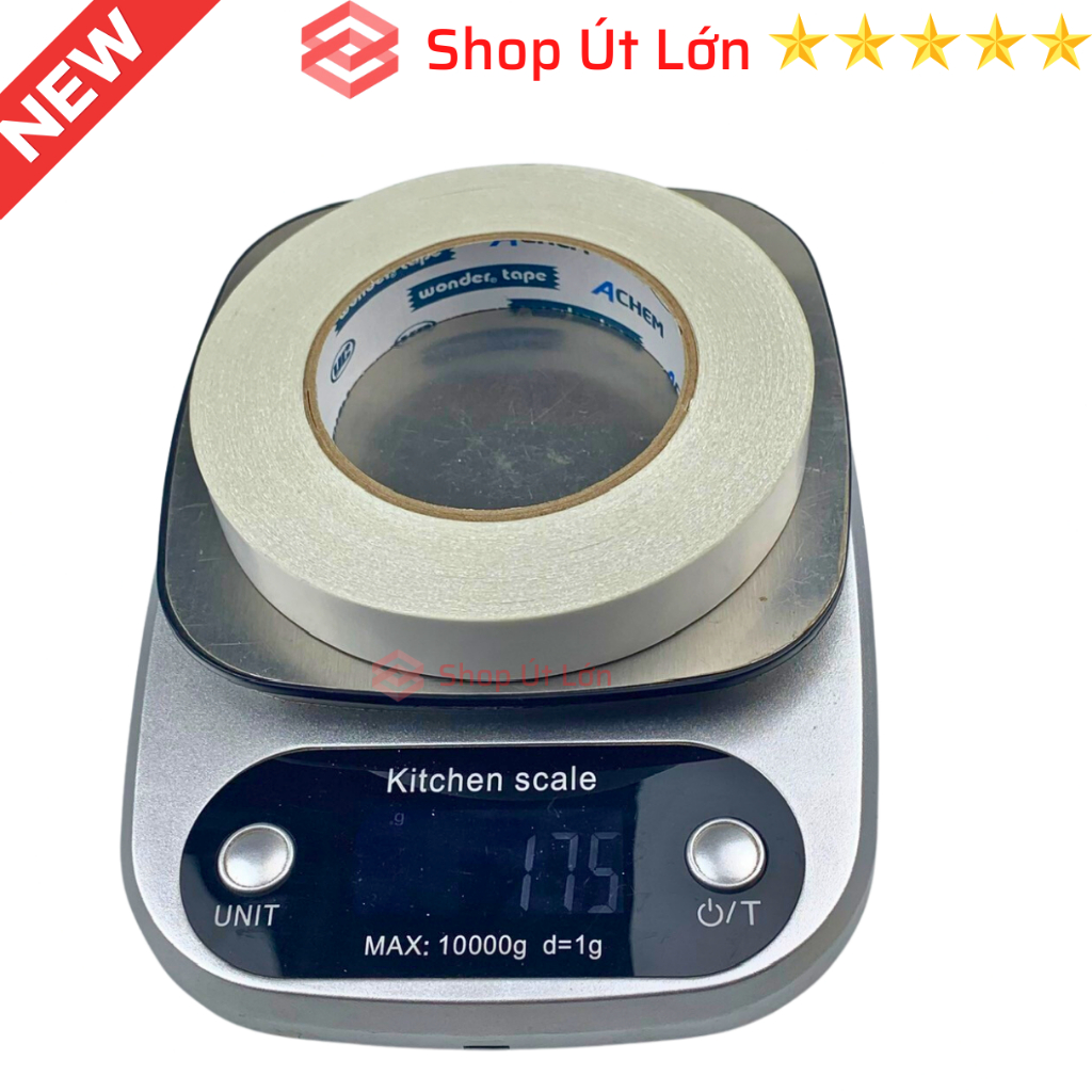 1 Cuộn băng keo 2 mặt trắng, rộng 2cm, dài 55 mét, lõi siêu mỏng, nặng 175gram