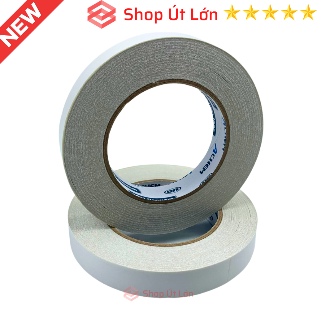 1 Cuộn băng keo 2 mặt trắng, rộng 2cm, dài 55 mét, lõi siêu mỏng, nặng 175gram