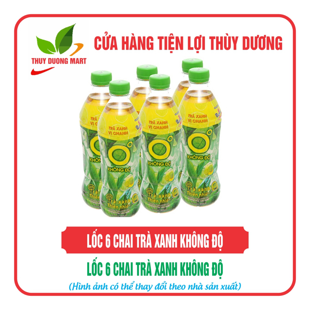6 chai trà xanh Không Độ vị chanh 455ml