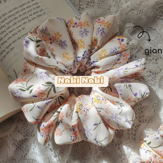 Cột tóc scrunchies lụa mềm, buộc tóc vải tơ voan hoa nhí xinh xắn đáng yêu NABI