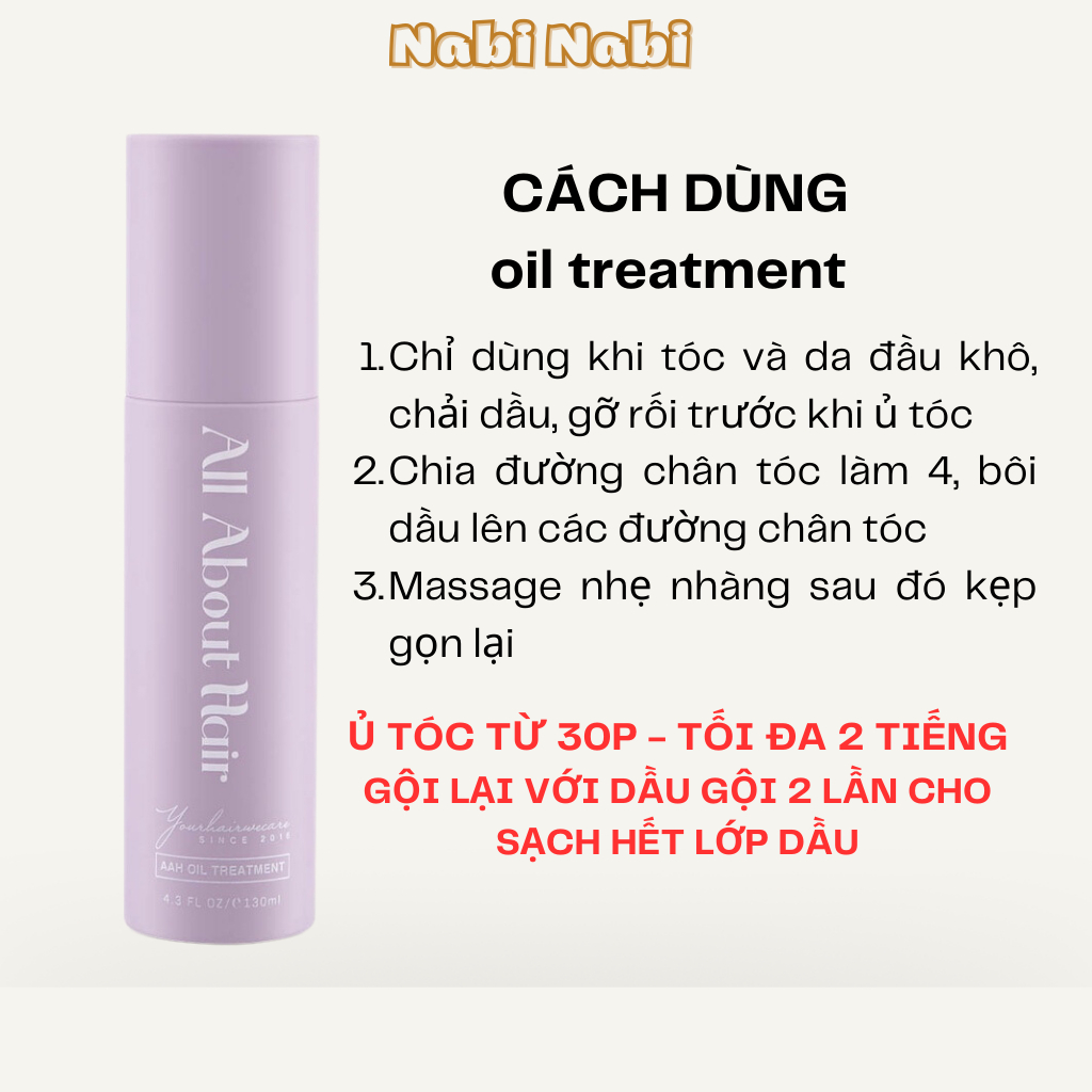 Tinh dầu chăm sóc kích thích mọc tóc All About Hair dầu ủ chăm sóc tóc Oil Treatment 130ml NABI
