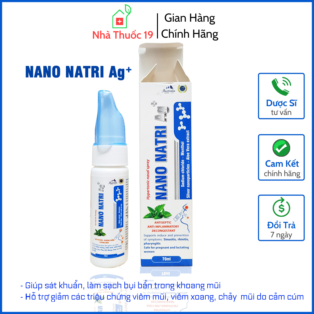 Xịt mũi Nano Natri Ag+ kháng khuẩn, thông mũi, ngừa xoang, giảm tình trạng viêm mũi, sổ mũi dùng được cho mẹ bầu