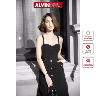 Đầm Xòe Kiểu Hai Dây Chữ A Kết Nút PhốiTtúi Alvin Store 0511