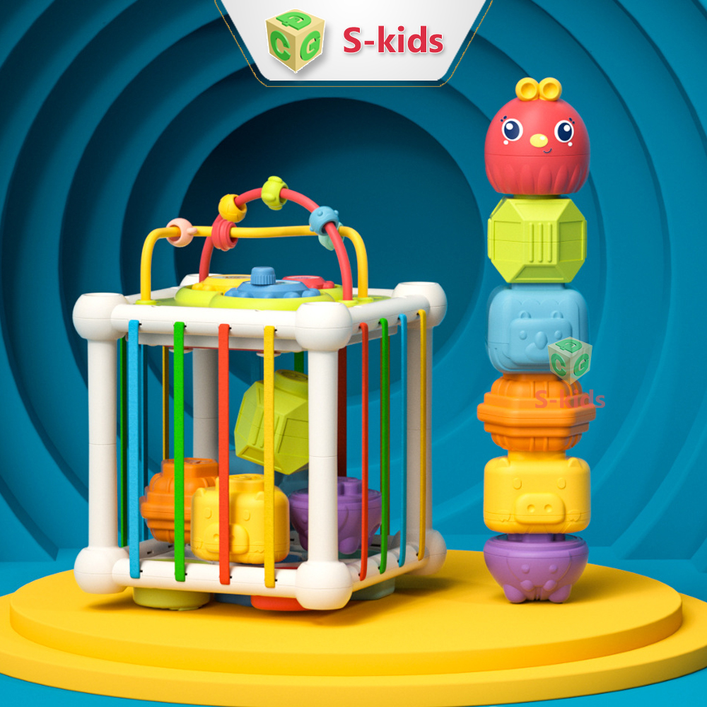 Đồ chơi thông minh cho bé, hộp thả hình đa năng đan dây