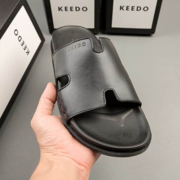 Dép nam chữ H da bò thật may quai sẵn KEEDO KD5513