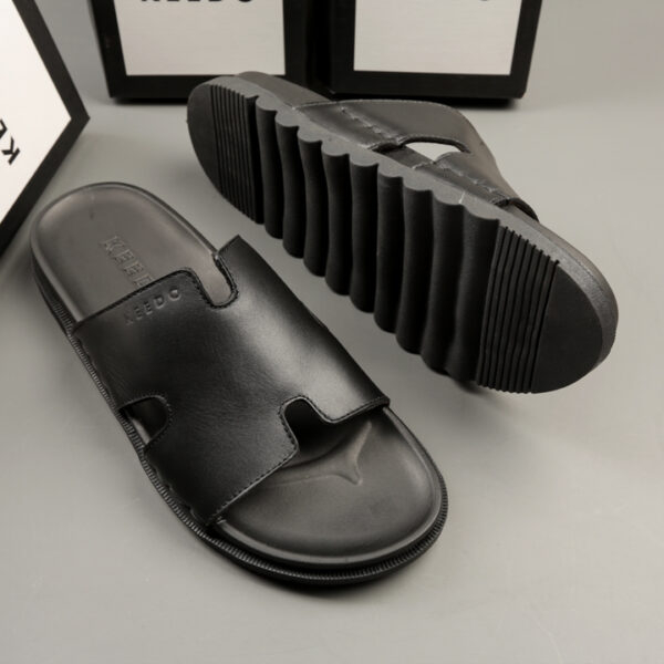 Dép nam chữ H da bò thật may quai sẵn KEEDO KD5513