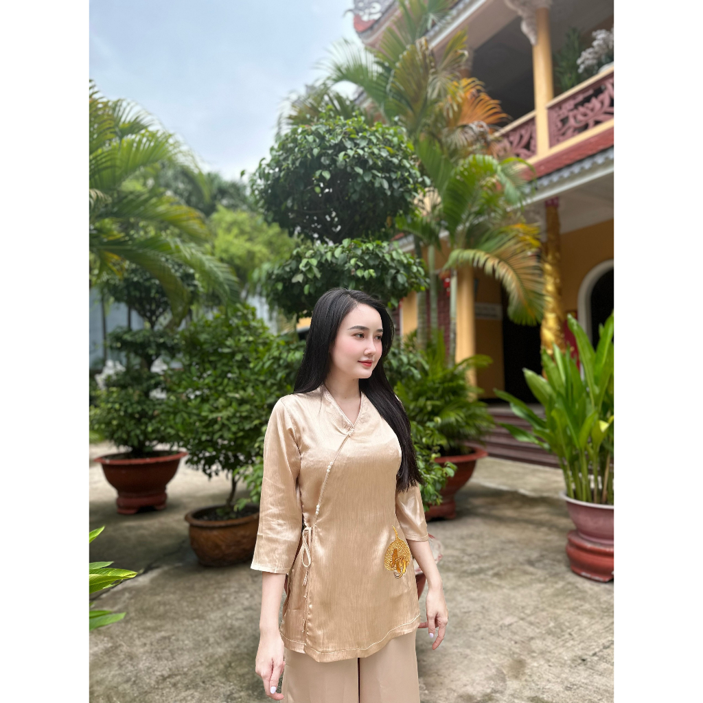 Đồ Lam Đi Chùa # Áo Tâm Lụa Tằm Xước Cao Cấp # Quần Áo Nữ Cao Cấp