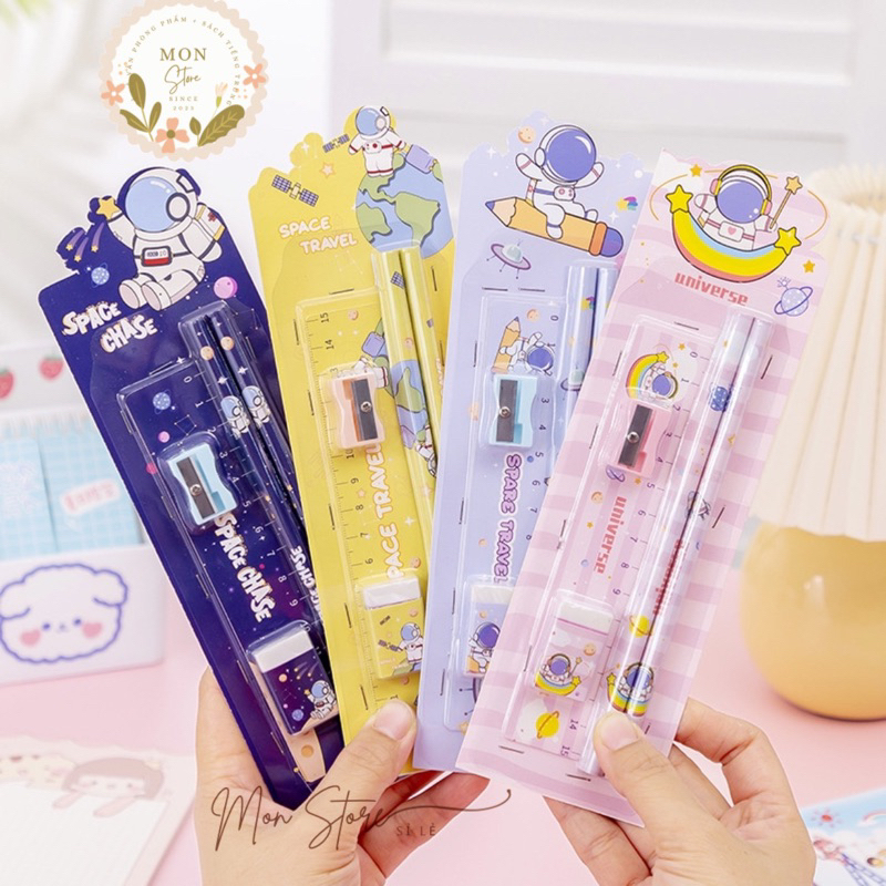 Bộ dụng cụ học tập 5 món, set học sinh, set quà tặng xinh xắn