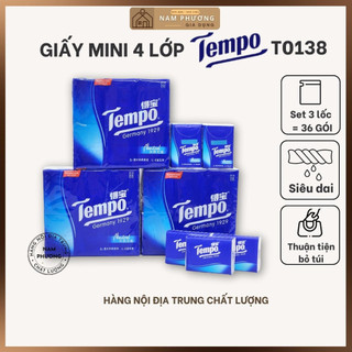 Khăn giấy mini tempo 4 lớp cao cấp thương hiệu đức 3 lốc x 12 gói | gia dụng nam phương