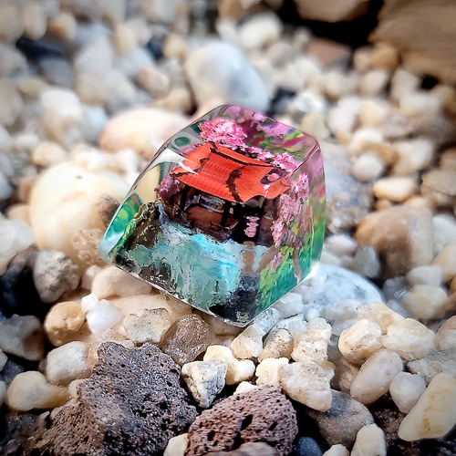 Keycap thuỷ đình, nút bàn phím cơ phong cảnh nhật bản, thuỷ đình keycap