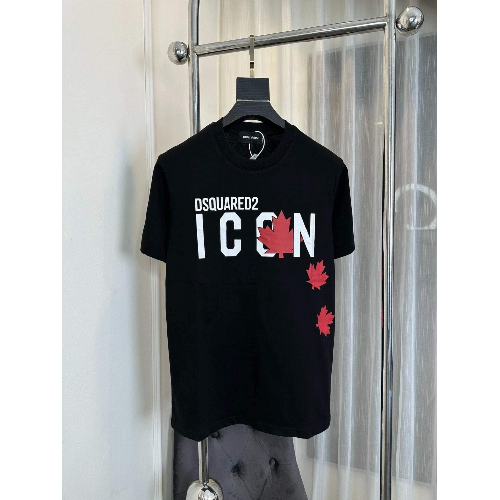 Áo Thun Nam Dsq 063 Hai Màu Đen Trắng Chất Liệu Cotton 2 Chiều Thấm Hút Mồ Hôi.