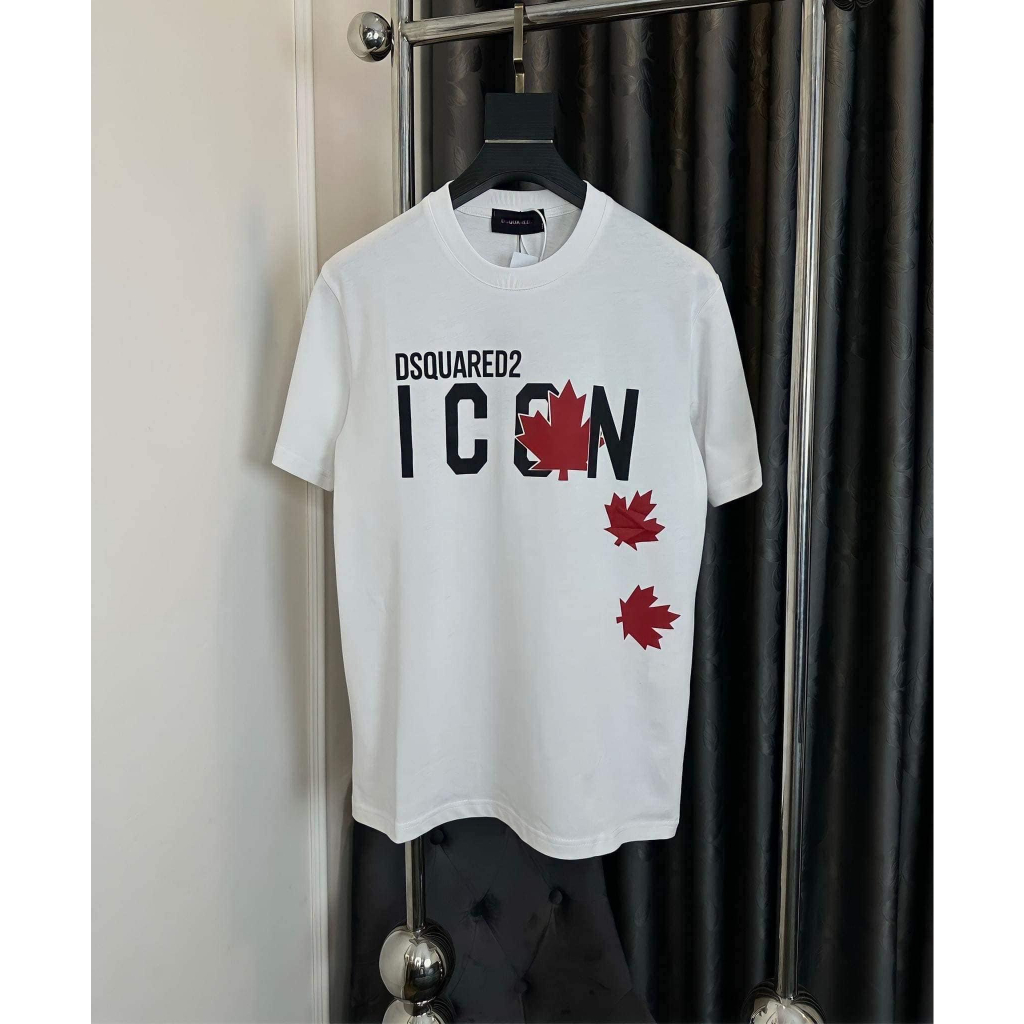 Áo Thun Nam Dsq 063 Hai Màu Đen Trắng Chất Liệu Cotton 2 Chiều Thấm Hút Mồ Hôi.