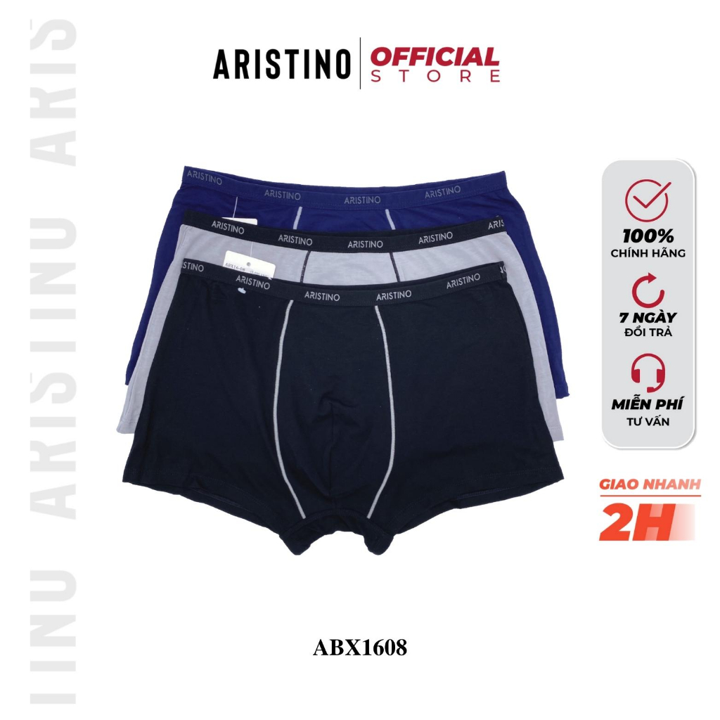 Quần lót nam sịp đùi boxer ARISTINO ABX1608 cotton tre cạp nhỏ cho người bụng béo kháng khuẩn chống nhăn mát mềm mịn