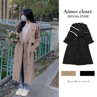 Áo măng tô dáng dài một lớp mỏng nhẹ mặc thu đông nhiều màu phong cách Hàn Quốc Aimee closet