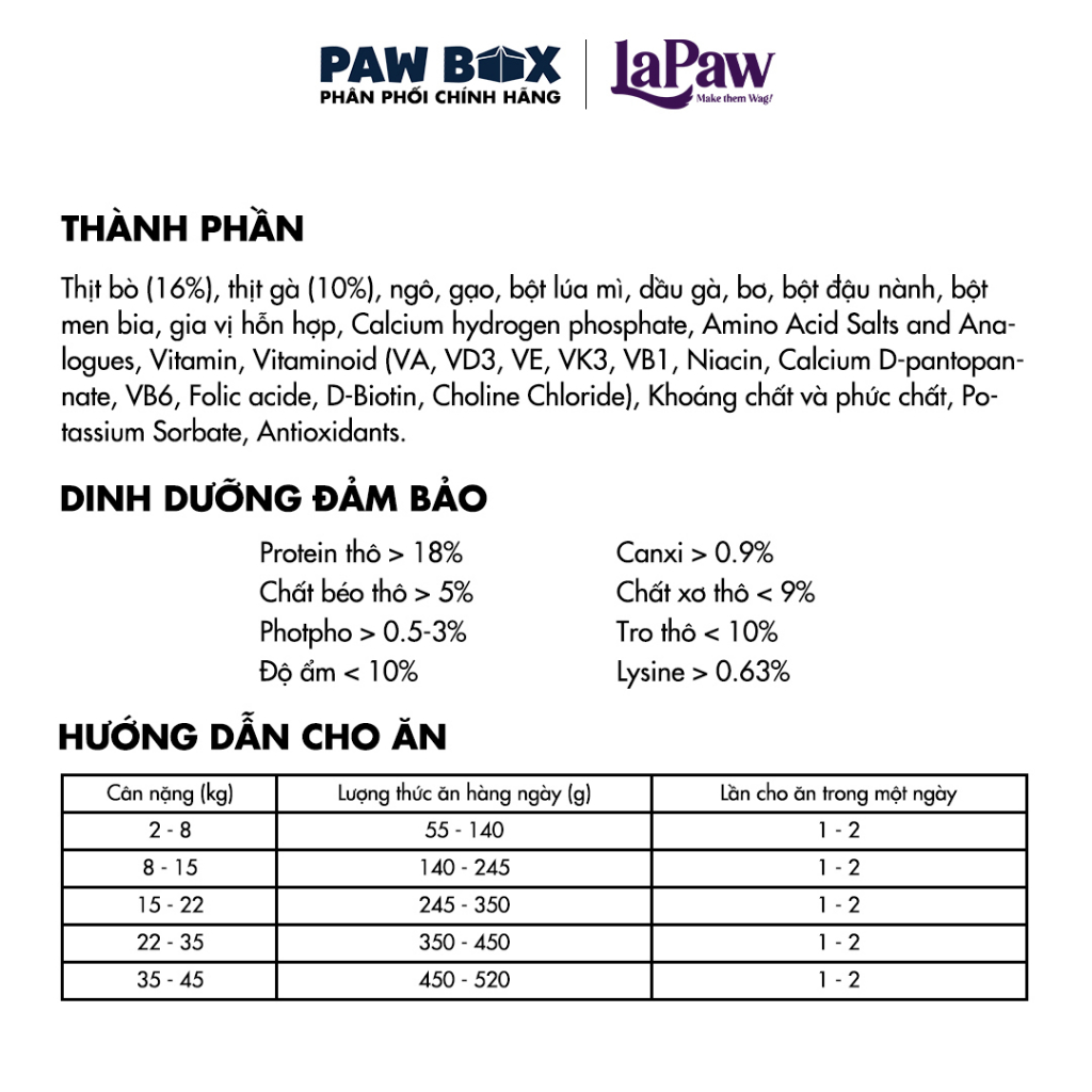 Hạt cho chó trưởng thành laPaw Gourmet hỗn hợp dinh dưỡng chuẩn Âu hộp 1,2Kg