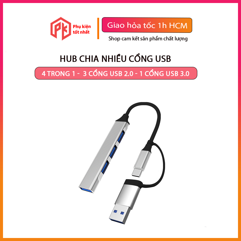 Bộ Chia Cổng USB C /USB A HUB Và Đọc Thẻ Nhớ 4in1, 5in1