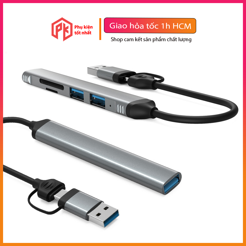Bộ Chia Cổng USB C /USB A HUB Và Đọc Thẻ Nhớ 4in1, 5in1