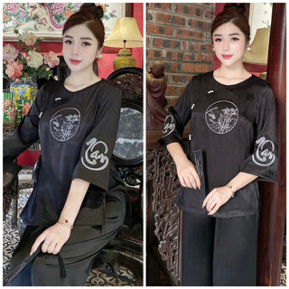 Đồ lam đi chùa # áo tâm lụa tằm xước cao cấp # quần áo nữ cao cấp