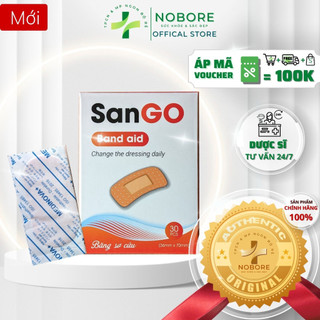 Băng cá nhân bản cỡ lớn sango dán vết thương, trầy xước lớn, không thấm nước, dính chắc và lâu - hộp 30 cái - nobore