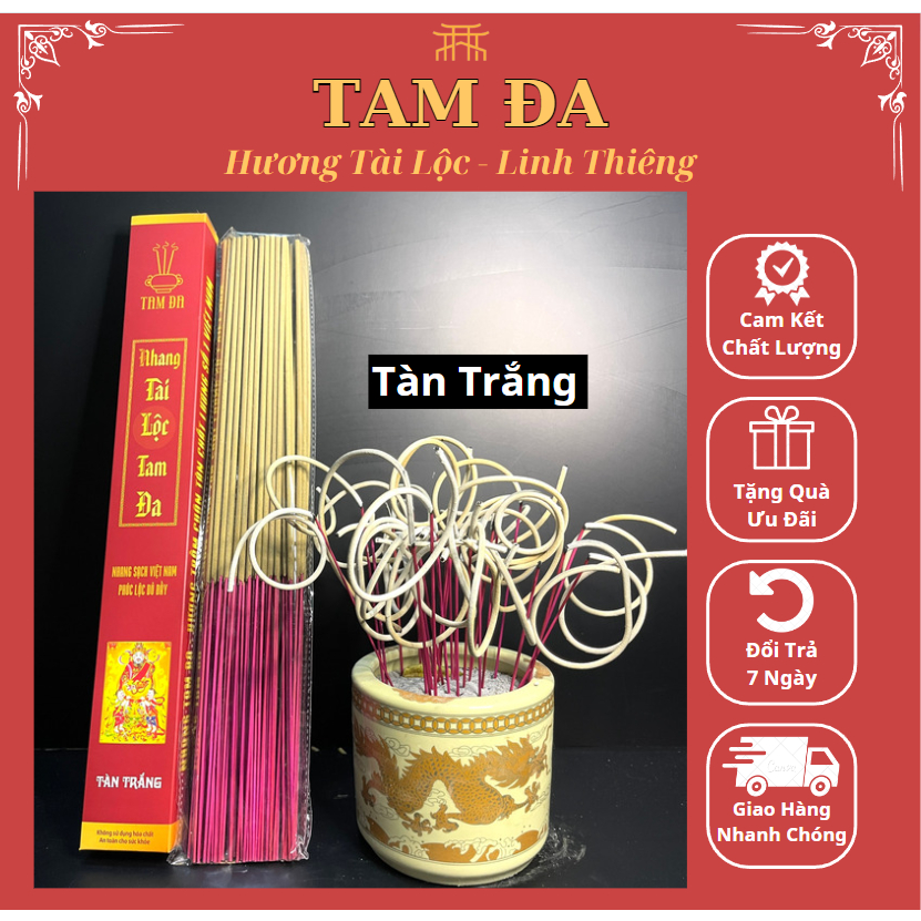 Combo 3 Hộp Tàn TRẮNG Nhang Tài Lộc Tam Đa hương trầm cuộn tàn hình số 6