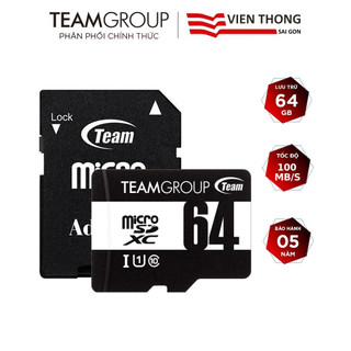 Thẻ nhớ micro SDXC Team 64GB upto 100MB/s 500x kèm Adapter