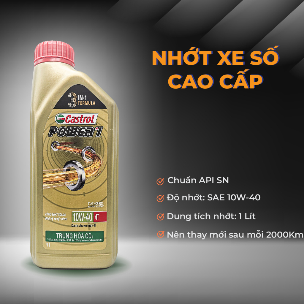 Nhớt xe số cao cấp Castrol Power1 với công thức trung hòa Cacbon mới