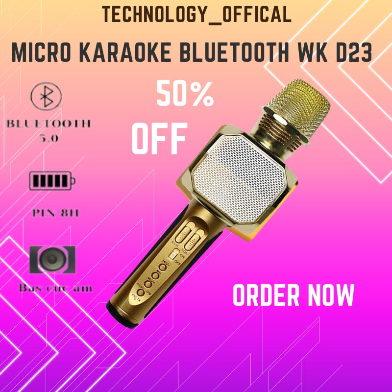 Micro karaoke Bluetooth D23, Bắt âm tốt, Độ vang tốt, thích hợp hát karaoke gia đình - Shop 8