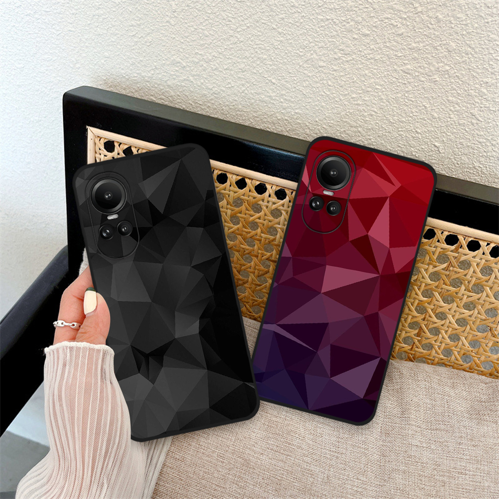 Ốp lưng Oppo Reno 10 5g/ Reno 10 pro 5g/ Reno 10 pro plus đường kẻ kim cương màu sắc, ốp thời trang viền dẻo