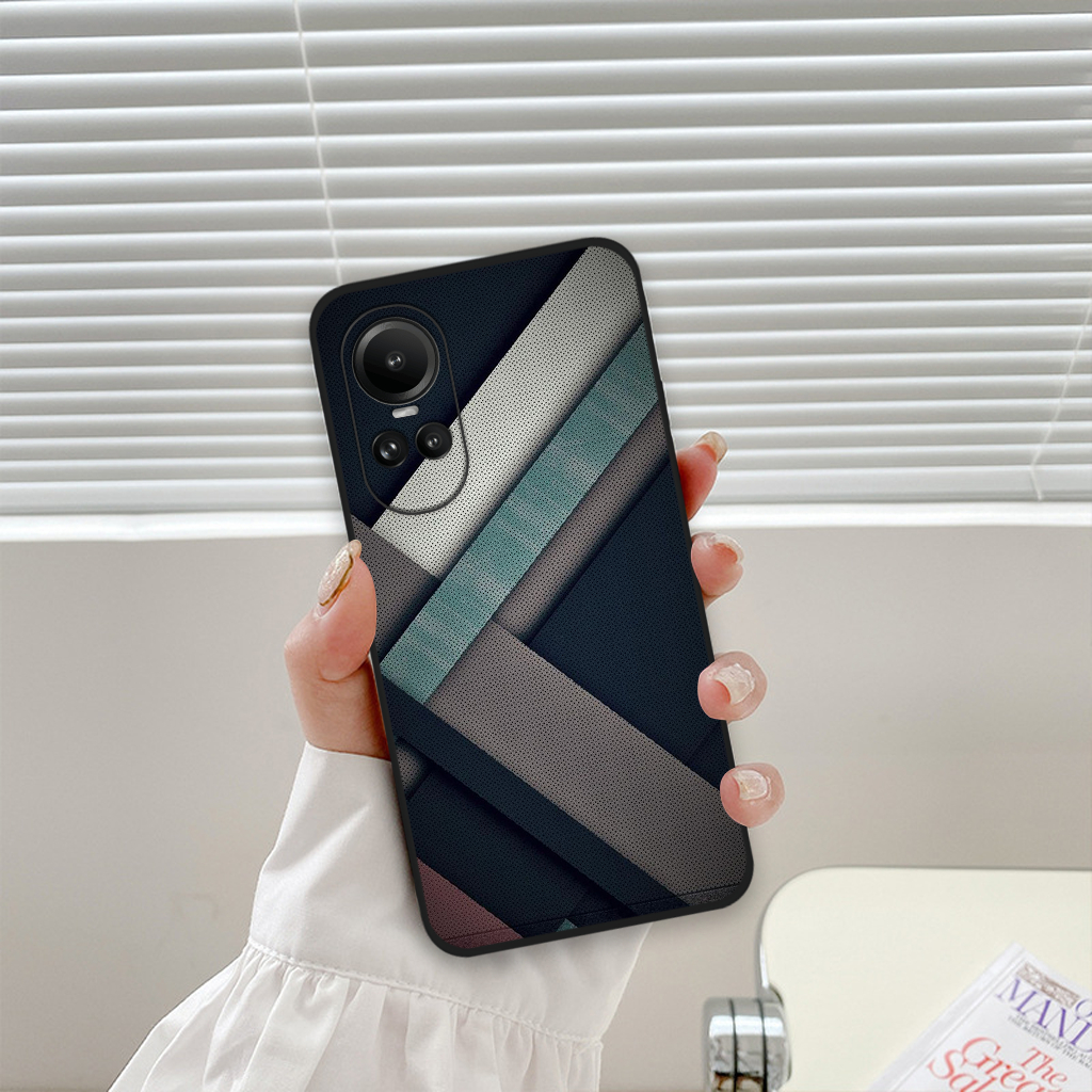 Ốp lưng Oppo Reno 10 5g/ Reno 10 pro 5g/ Reno 10 pro plus đường kẻ kim cương màu sắc, ốp thời trang viền dẻo