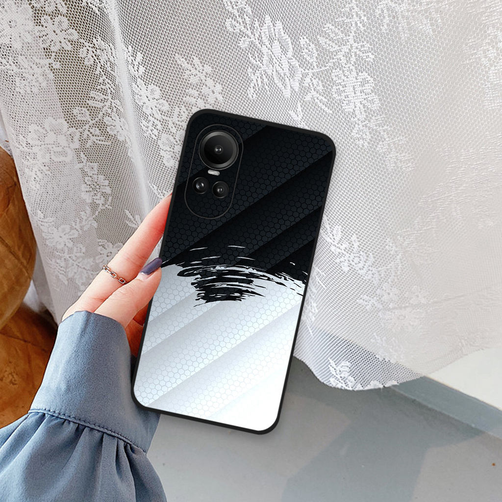 Ốp lưng Oppo Reno 10 5g/ Reno 10 pro 5g/ Reno 10 pro plus đường kẻ kim cương màu sắc, ốp thời trang viền dẻo
