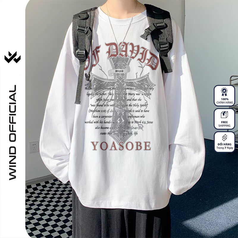 Áo thun tay dài Wind phông unisex form rộng YOASOSE nam nữ cotton oversize ulzzang