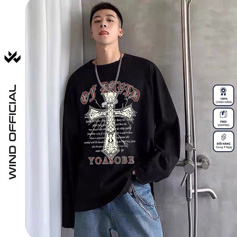 Áo thun tay dài Wind phông unisex form rộng YOASOSE nam nữ cotton oversize ulzzang