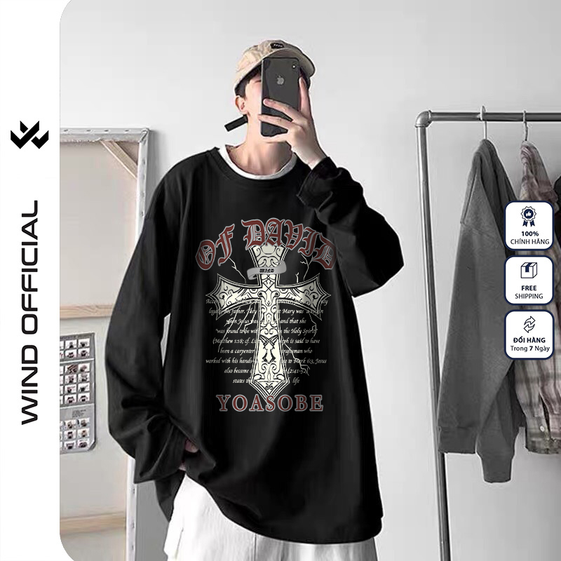 Áo thun tay dài Wind phông unisex form rộng YOASOSE nam nữ cotton oversize ulzzang