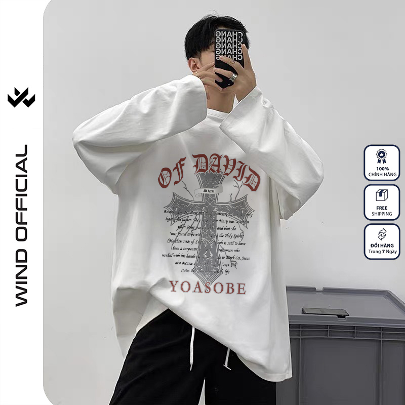 Áo thun tay dài Wind phông unisex form rộng YOASOSE nam nữ cotton oversize ulzzang